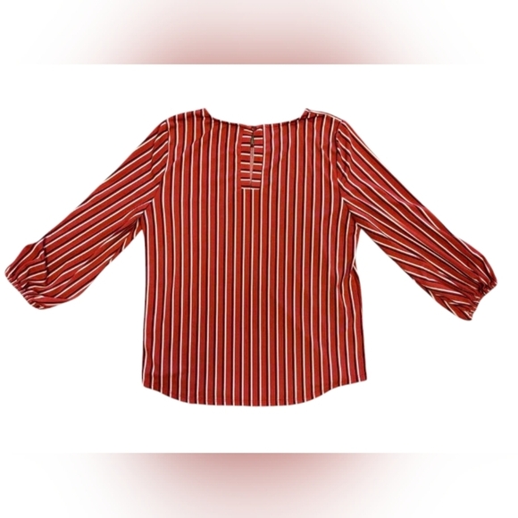 Adrianna Papell EUC Blouse 3/4 Sleeve Orange Stripped Size Small - Picture 5 of 8
